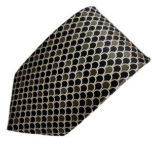 Ashford & Brooks London All Silk Necktie Black Gray Gold Geometric Handmade NWOT